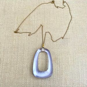 Alexis Bittar Lavender Lucite Open Pendant Necklace with Gold Chain